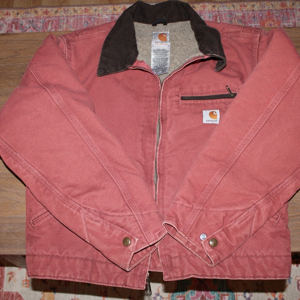 Carhartt Red Jacket with Brown Collar